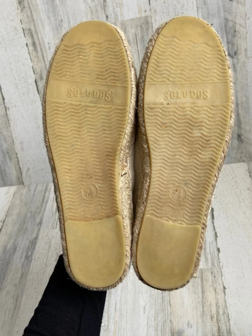 Soludos Size 7.5 Embroidered Espadrille Flats Canvas Slip On Shoes